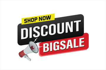 Big sale word mega phone concept vector illustration and 3d style, landing page, template, ui, web, mobile app, poster, banner, flyer, background, gift card, coupon, label, wallpaper

