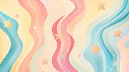 pastel rainbow waves background with stars