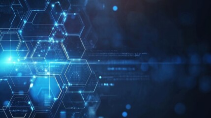 Fototapeta premium abstract blue technology background with hexagons and data