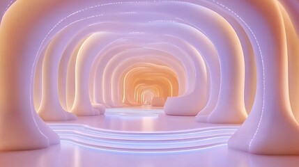 Obraz premium Abstract Pink Tunnel Futuristic 3d Render with Soft Lighting