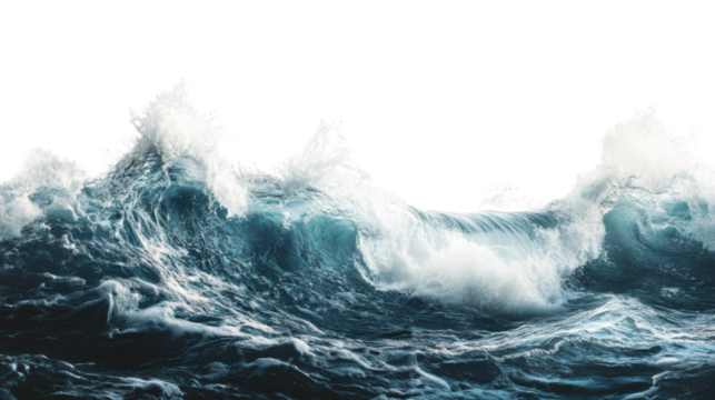 A strong jet of water shooting out with incredible power, isolated on a white background.
