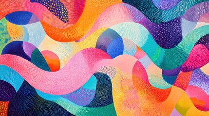 Obraz premium vibrant abstract painting of intertwined colorful shapes