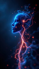 Vagus Nerve Stimulation - Creative Concept Art with Blue and Orange Neon Visuals.
