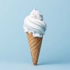 Single ice cream cup on a solid light blue matte background studio shot with lightbox soft lighting.