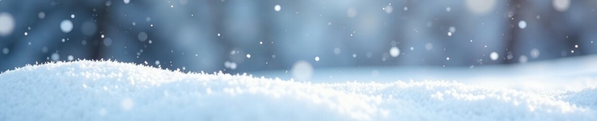 Obraz premium Gentle snowfall blankets the ground with pure white powder, snowfall, winter scene, calm