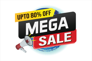 Mega sale word concept vector illustration and 3d style, landing page, template, ui, web, mobile app, poster, banner, flyer, background, gift card, coupon, label, wallpaper

