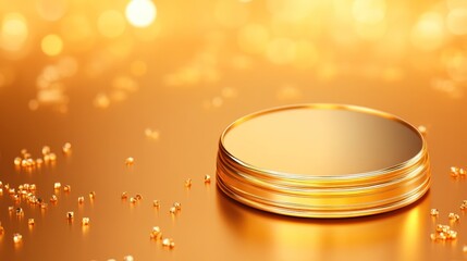 Luxury Gold Podium Product Display on Golden Background