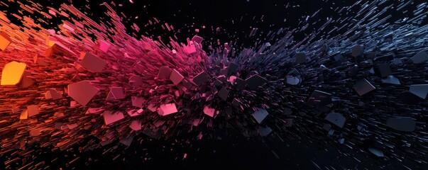 Prismatic explosion of crystalline shards abstract realm digital art surreal environment dynamic perspective crystal structure