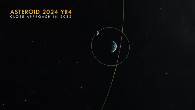 Asteroid 2024 YR4 Course Past Earth With Text