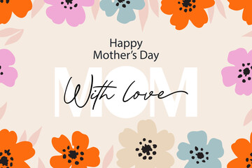 Elegant Mother's Day Card with Trendy Flowers, Happy Mother's Day card design