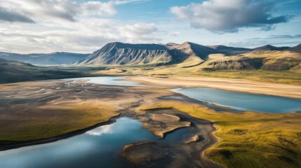 Geothermal Area Flyover Aerial Photograph