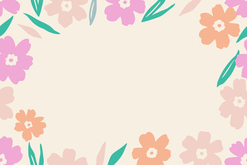 Trendy  border with flowers  trendy abstract floral design, place for a text