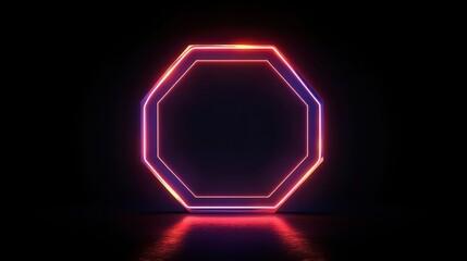 neon octagon frame glowing shape abstract background