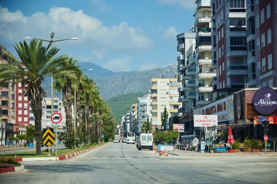 Finike, Turkey.  - August 1, 2024: The road between Kemer and Kasem, Turkey. Urban development