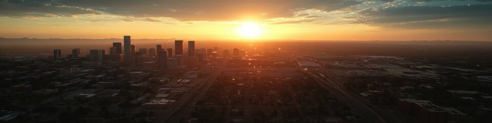 City Of Denver - Aerial View at Sunrise, Capital City Background