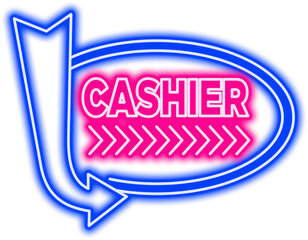 Neon Cashier Sign Banner