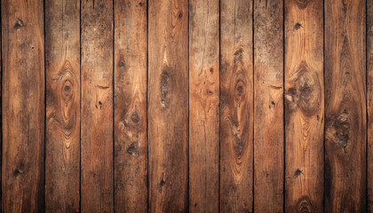 Fototapeta premium Rustic dark wood plank background in warm brown tones for interior design