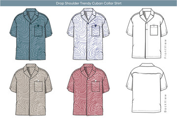 Drop Shoulder Trendy Cuban Collar Shirt