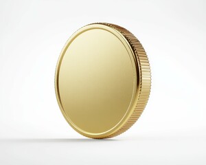 Coin Mockup. Gold Bitcoin Symbol Mockup in 3D Illustration on Isolated White Background