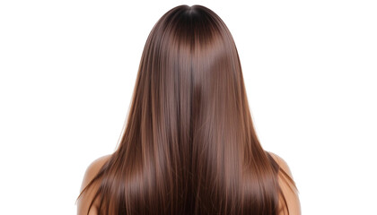 Fototapeta premium Woman with straight long brown hair from back view, Hair styling, isolated on transparent background