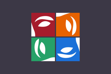 Abstract face cards design 