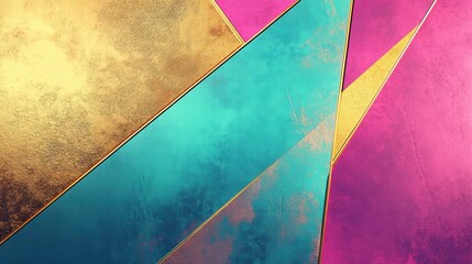 abstract geometric background with gold teal and pink