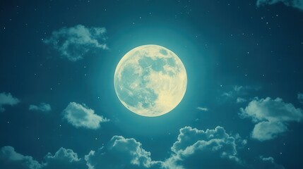 Full moon night sky cloudscape, serene background
