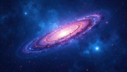 Deep blue and purple nebula glowing softly in the dark cosmos, galaxies, interstellar medium, blue nebula