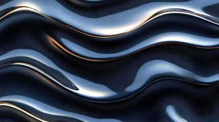 Fototapeta premium Liquid Metal Waves, Dark Background, Abstract Texture