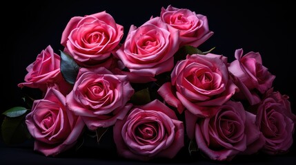 roses pink flower black background