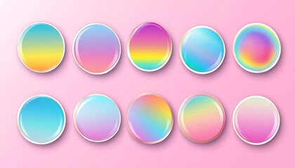 Colorful circle buttons on pink background