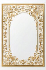 Elegant Thin Frame on a White Background with a Golden Border, Perfect for Persian Design