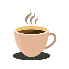 Coffee or tea cup with steam vector illustration. Perfect for cafe, coffee shop, restaurant logo, banner design, or social media.