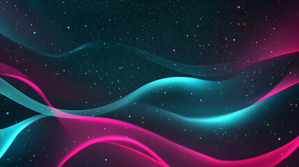 Obraz premium Abstract Cosmic Waves Pink and Teal Glowing Nebula Background