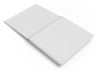 3D Realistic open hard cover book or magazine with blank page mockup isolated on background. Blank template for presentation a publication, notebook, catalogs, magazines, diary, journal, booklet