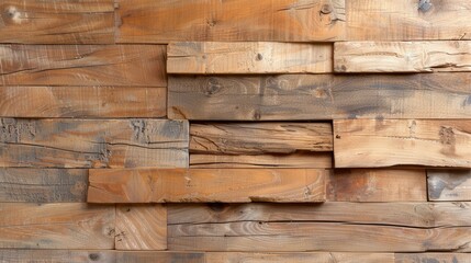 Natural Rustic Wood Planks Wall Texture with Unique Grain Patterns and Warm Earthy Tones for Interior Design Use