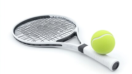 Tennis Racquet and Ball: A Close-Up Studio Shot