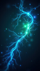 VNS - Virtual Nerve Stimulation with blue lightning, representing electrostimulation of vagus nerve.