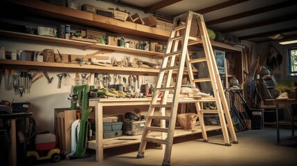 shelf wood ladder