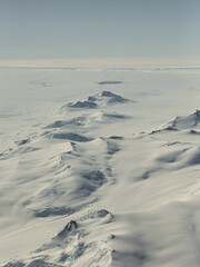 Wide view of Antarctica white landscape.