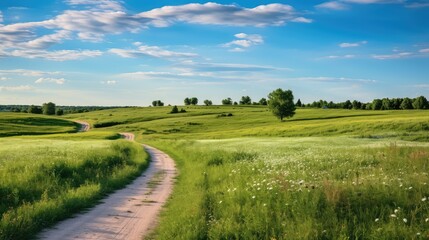 Fototapeta premium wildflowers road less traveled