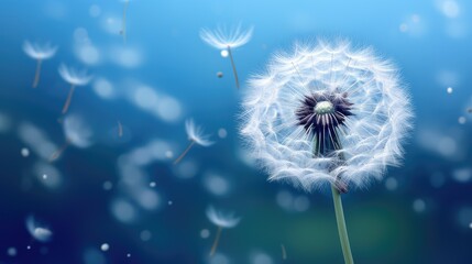 Obraz premium seeds dandelion blue
