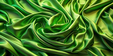 Obraz premium Aerial Drone Shot of Abstract Green Silk Fabric Swirling Landscape