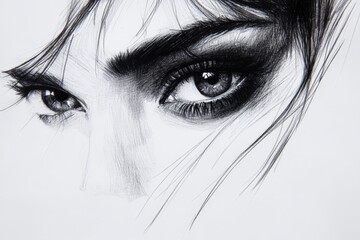 Fototapeta premium Detailed sketch of expressive eyes capturing emotions and intricate features on paper