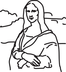 mona lisa painting flat vector the most famous painting leonardo easy lines italian