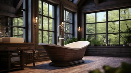 Fototapeta premium dark bathroom wood