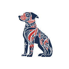Ornate Dog Silhouette Elegant Canine Design with Floral Pattern