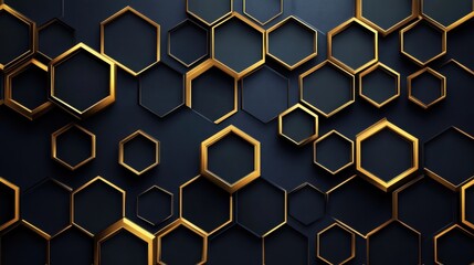 abstract hexagon pattern background dark gold