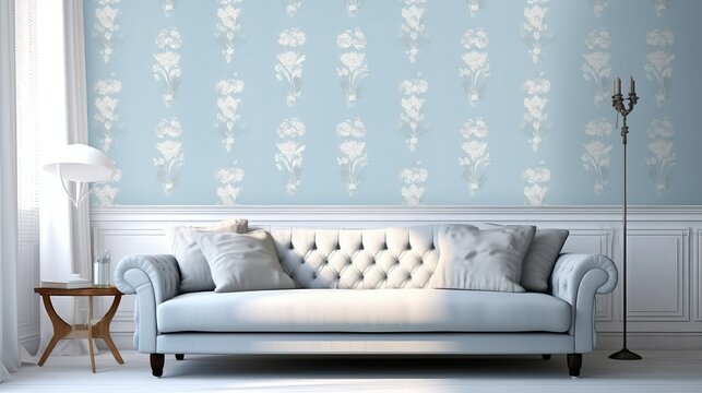 print wallpaper blue fleur de