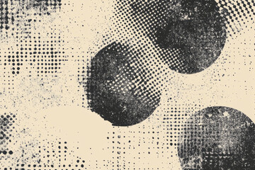 A monochrome risograph background with stark contrasts, halftone dots, and rough paper-like textures. Vintage newspaper print vibes.